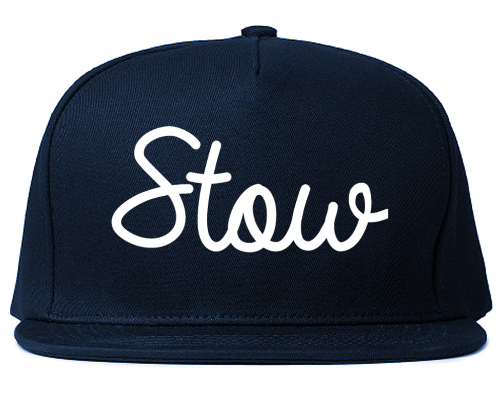 Stow Ohio OH Script Mens Snapback Hat Navy Blue