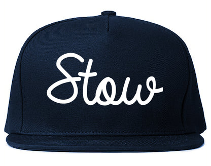 Stow Ohio OH Script Mens Snapback Hat Navy Blue