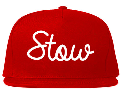 Stow Ohio OH Script Mens Snapback Hat Red