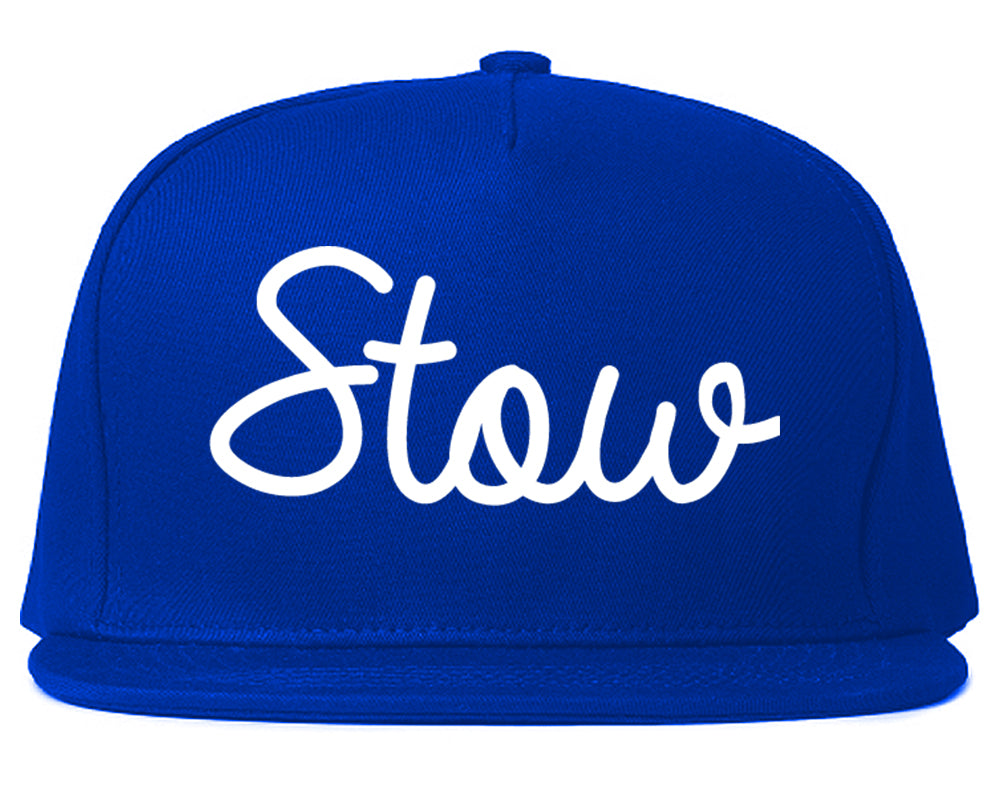 Stow Ohio OH Script Mens Snapback Hat Royal Blue