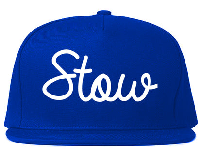 Stow Ohio OH Script Mens Snapback Hat Royal Blue