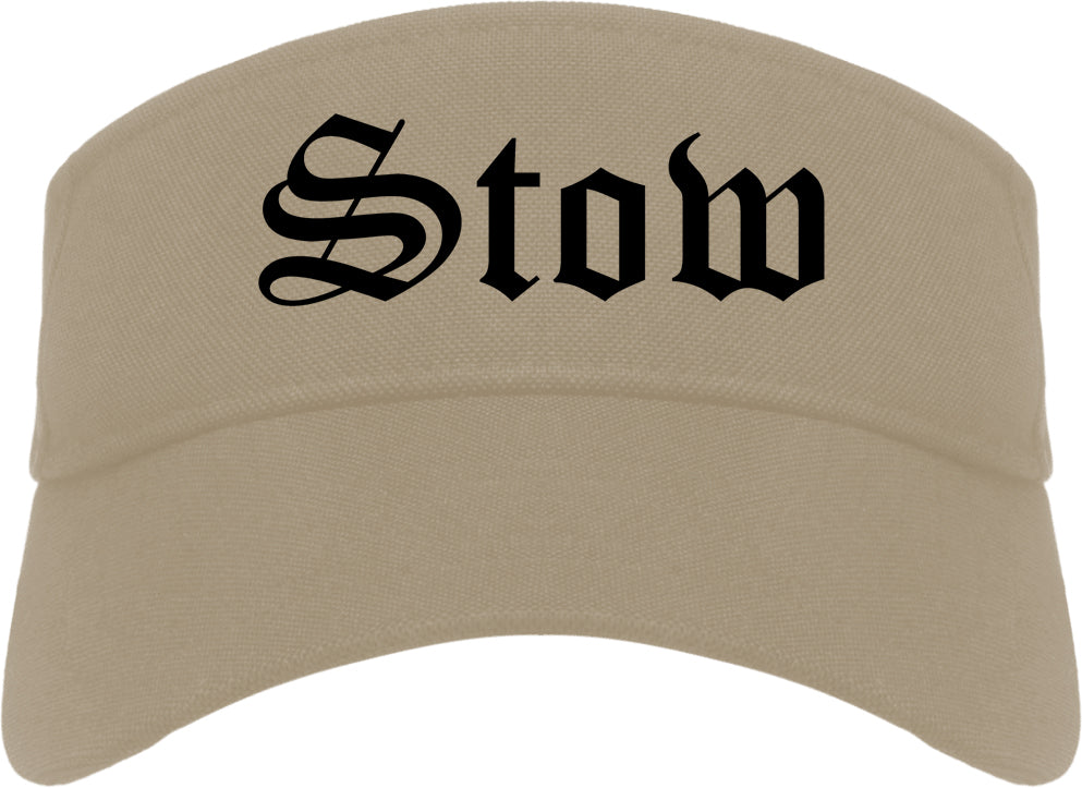 Stow Ohio OH Old English Mens Visor Cap Hat Khaki