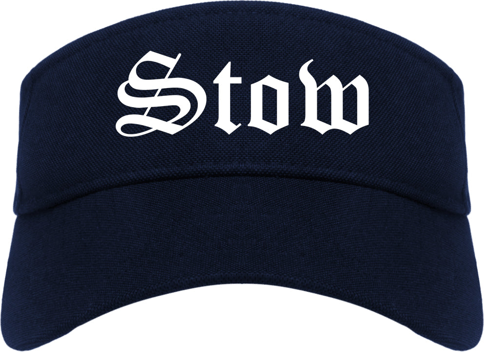 Stow Ohio OH Old English Mens Visor Cap Hat Navy Blue