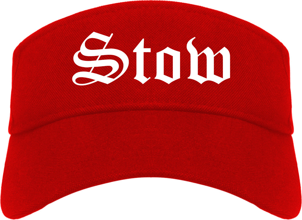 Stow Ohio OH Old English Mens Visor Cap Hat Red