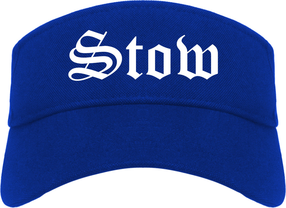Stow Ohio OH Old English Mens Visor Cap Hat Royal Blue