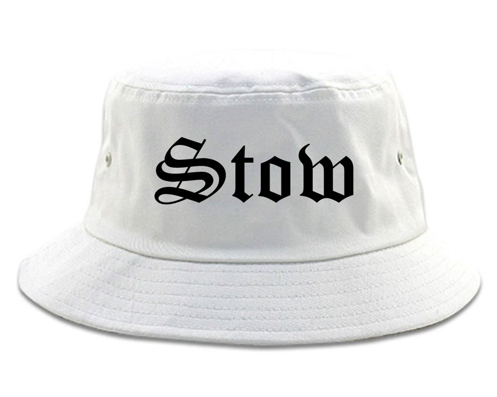 Stow Ohio OH Old English Mens Bucket Hat White