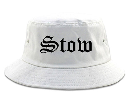 Stow Ohio OH Old English Mens Bucket Hat White