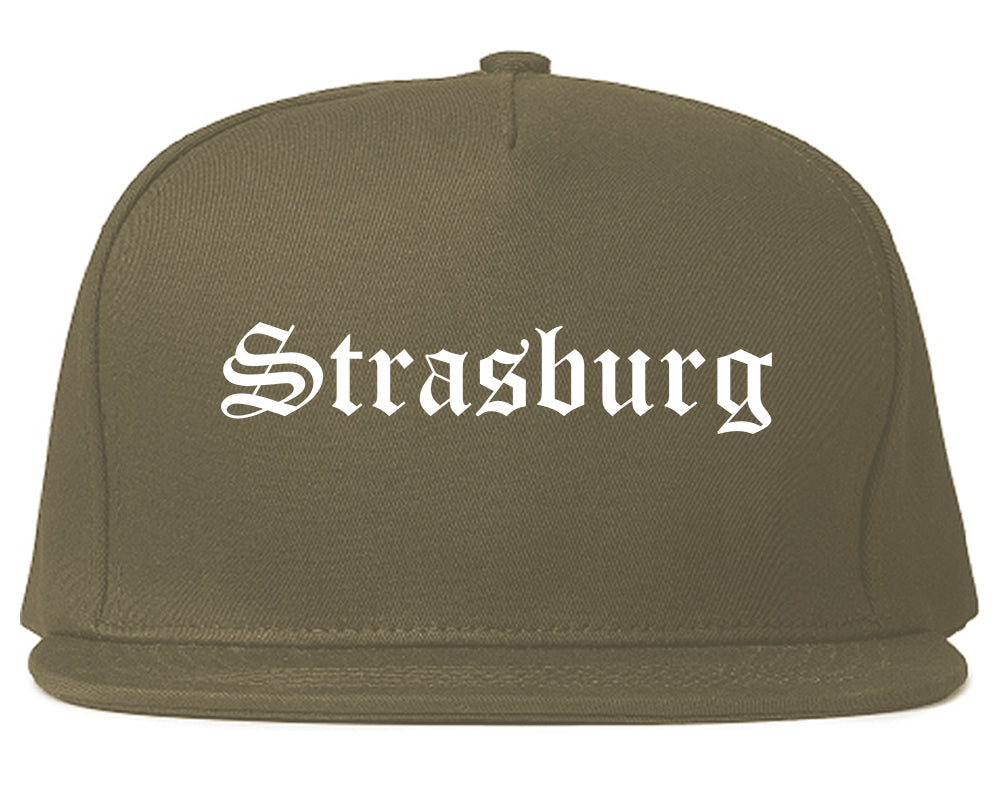 Strasburg Virginia VA Old English Mens Snapback Hat Grey