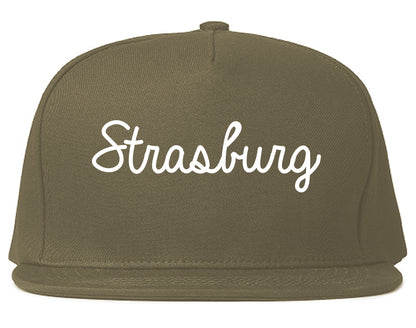 Strasburg Virginia VA Script Mens Snapback Hat Grey