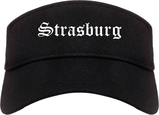 Strasburg Virginia VA Old English Mens Visor Cap Hat Black