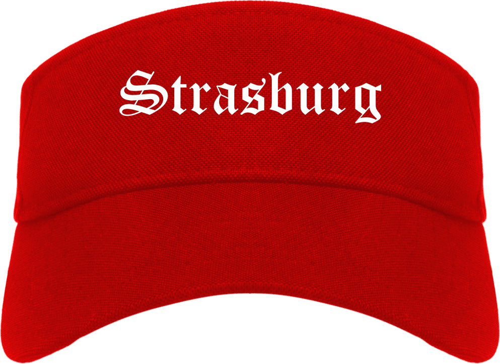 Strasburg Virginia VA Old English Mens Visor Cap Hat Red