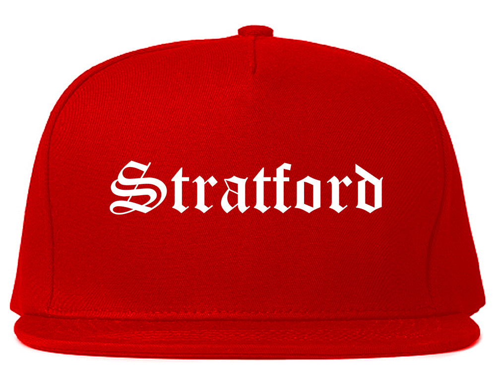 Stratford New Jersey NJ Old English Mens Snapback Hat Red