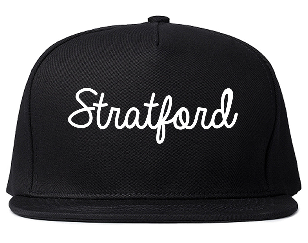 Stratford New Jersey NJ Script Mens Snapback Hat Black