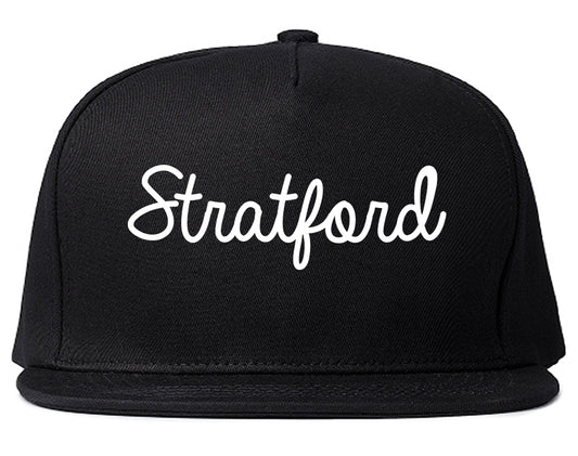 Stratford New Jersey NJ Script Mens Snapback Hat Black
