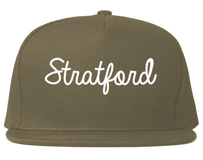 Stratford New Jersey NJ Script Mens Snapback Hat Grey