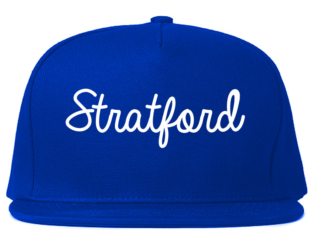 Stratford New Jersey NJ Script Mens Snapback Hat Royal Blue