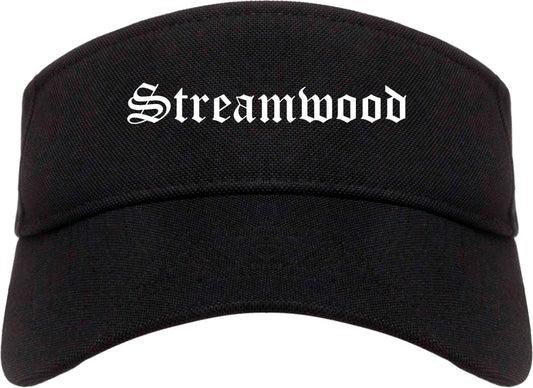 Streamwood Illinois IL Old English Mens Visor Cap Hat Black