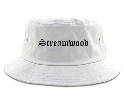 Streamwood Illinois IL Old English Mens Bucket Hat White