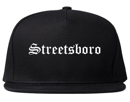 Streetsboro Ohio OH Old English Mens Snapback Hat Black
