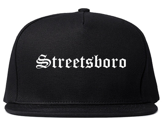 Streetsboro Ohio OH Old English Mens Snapback Hat Black