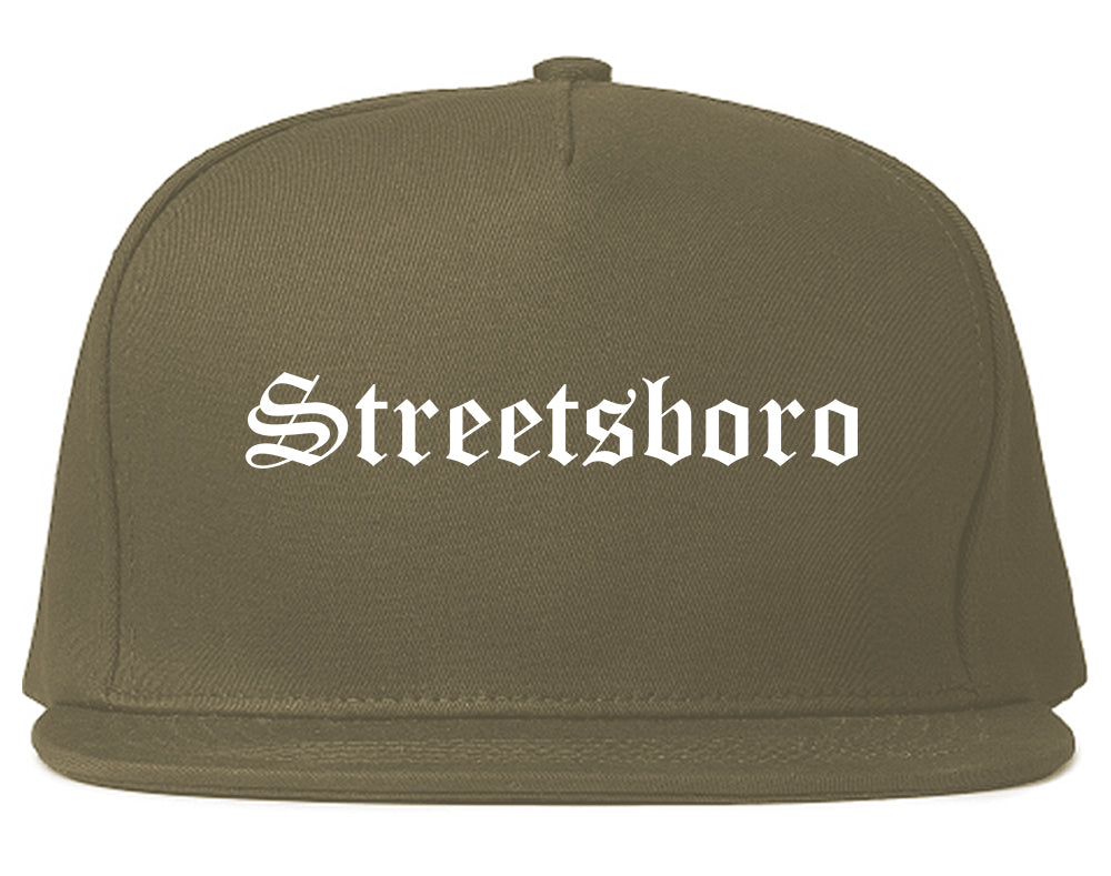 Streetsboro Ohio OH Old English Mens Snapback Hat Grey