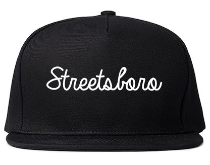 Streetsboro Ohio OH Script Mens Snapback Hat Black