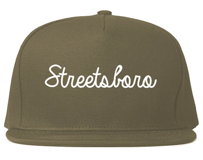 Streetsboro Ohio OH Script Mens Snapback Hat Grey