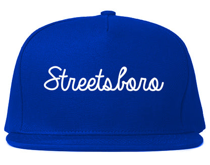 Streetsboro Ohio OH Script Mens Snapback Hat Royal Blue