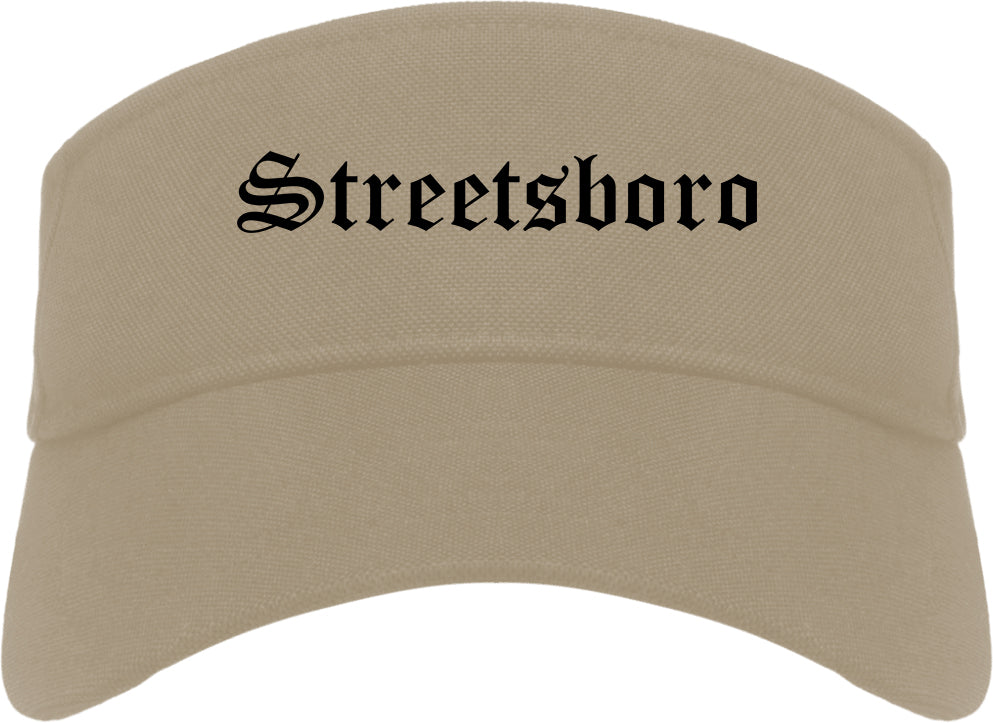 Streetsboro Ohio OH Old English Mens Visor Cap Hat Khaki