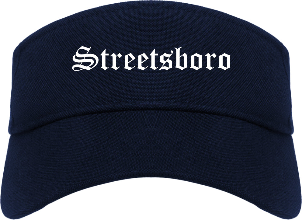 Streetsboro Ohio OH Old English Mens Visor Cap Hat Navy Blue