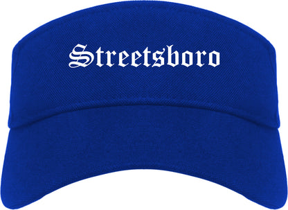 Streetsboro Ohio OH Old English Mens Visor Cap Hat Royal Blue