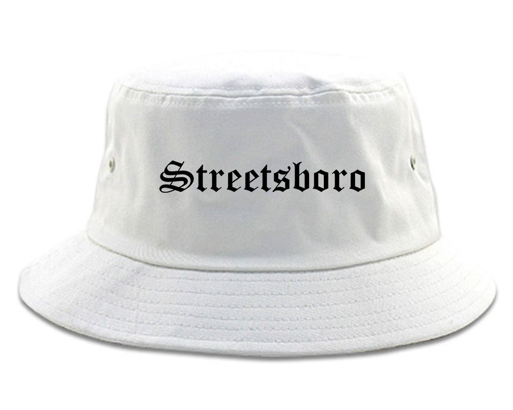 Streetsboro Ohio OH Old English Mens Bucket Hat White