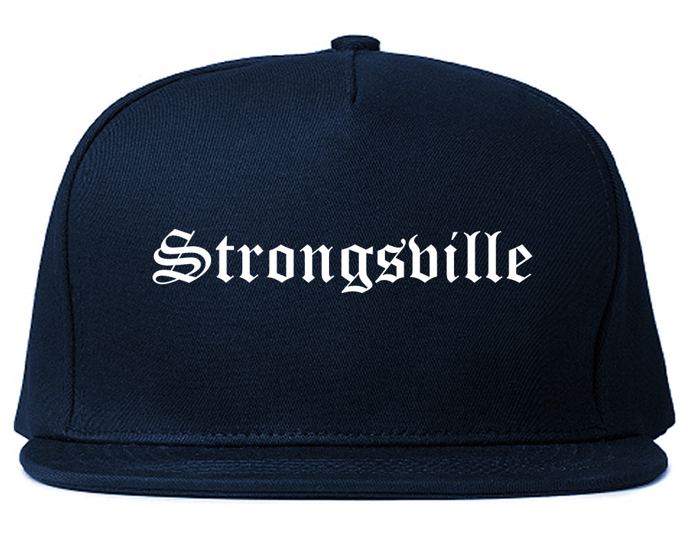 Strongsville Ohio OH Old English Mens Snapback Hat Navy Blue