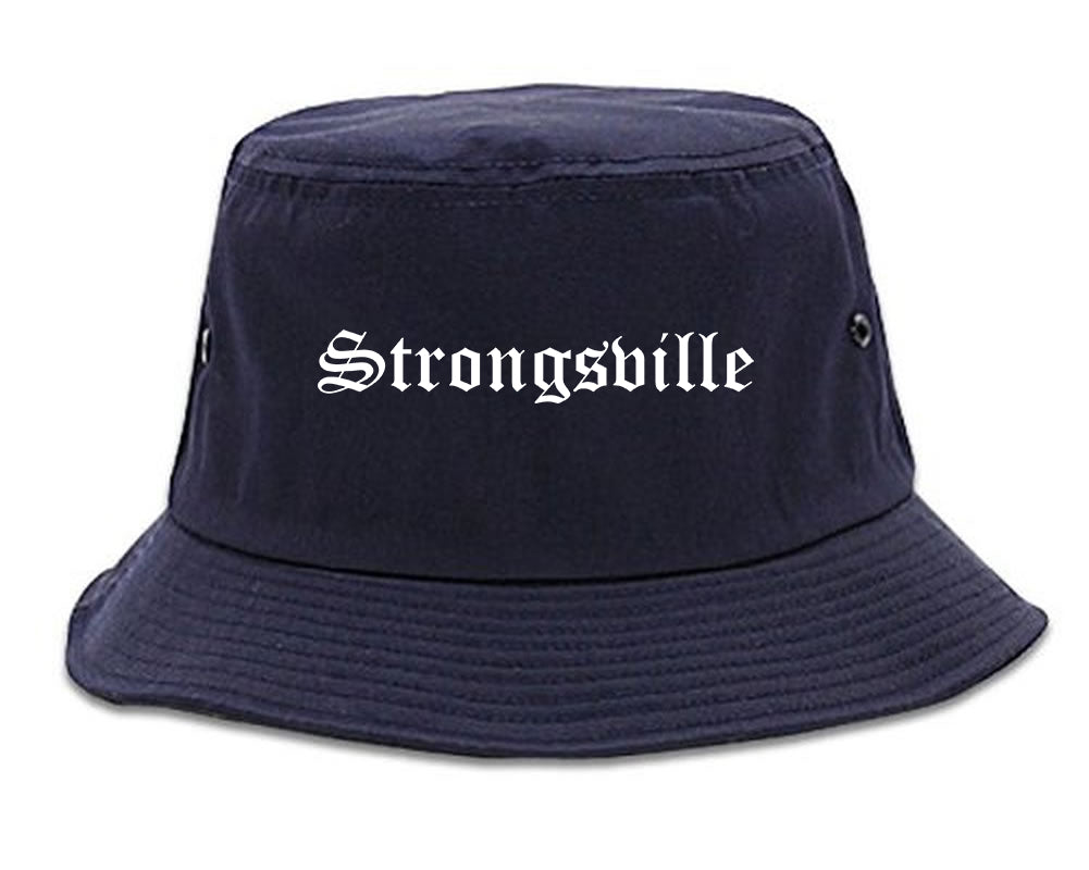 Strongsville Ohio OH Old English Mens Bucket Hat Navy Blue