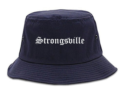 Strongsville Ohio OH Old English Mens Bucket Hat Navy Blue