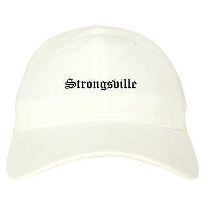 Strongsville Ohio OH Old English Mens Dad Hat Baseball Cap White