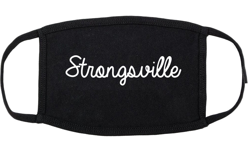 Strongsville Ohio OH Script Cotton Face Mask Black
