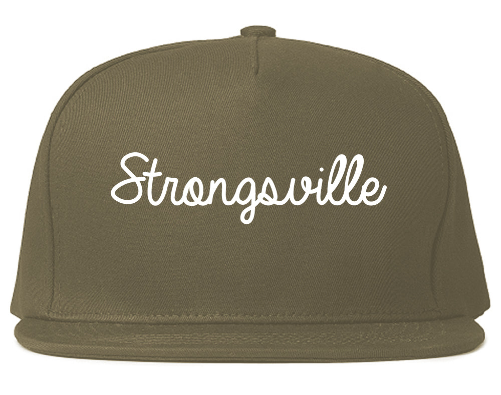 Strongsville Ohio OH Script Mens Snapback Hat Grey