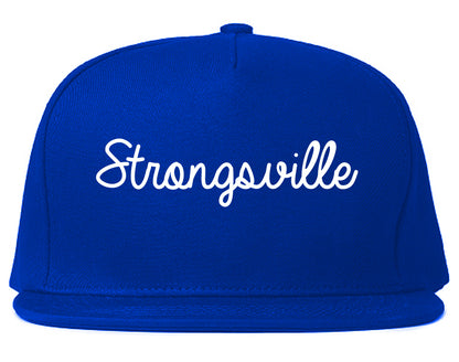 Strongsville Ohio OH Script Mens Snapback Hat Royal Blue
