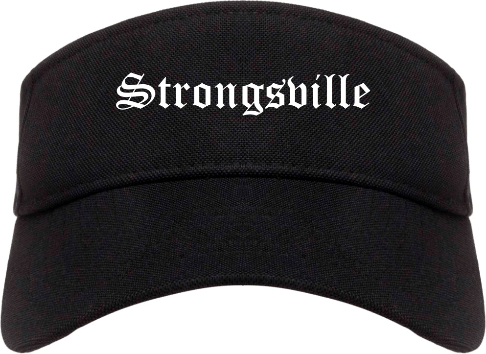 Strongsville Ohio OH Old English Mens Visor Cap Hat Black