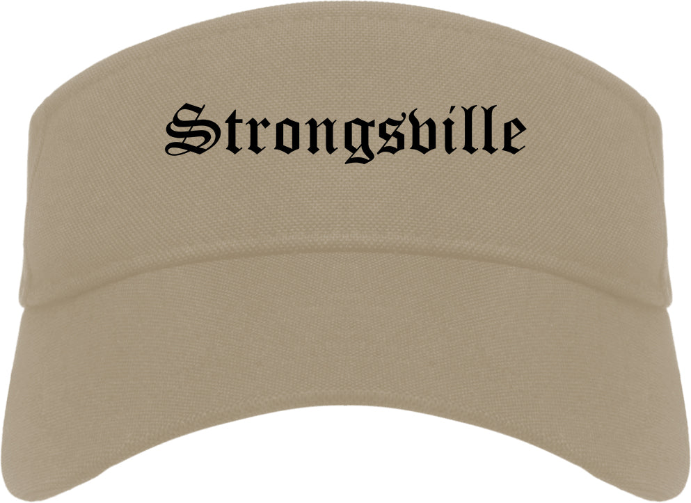Strongsville Ohio OH Old English Mens Visor Cap Hat Khaki