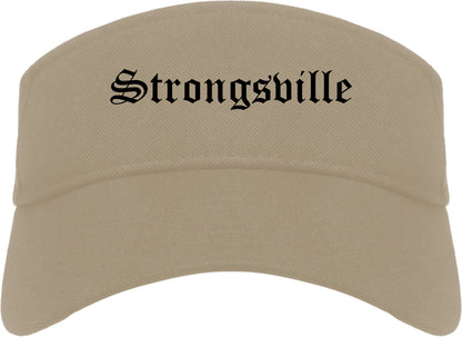 Strongsville Ohio OH Old English Mens Visor Cap Hat Khaki