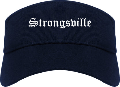 Strongsville Ohio OH Old English Mens Visor Cap Hat Navy Blue