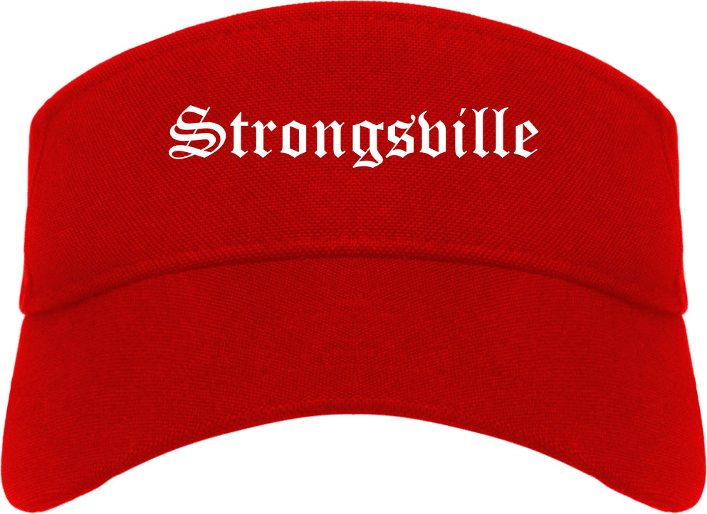 Strongsville Ohio OH Old English Mens Visor Cap Hat Red