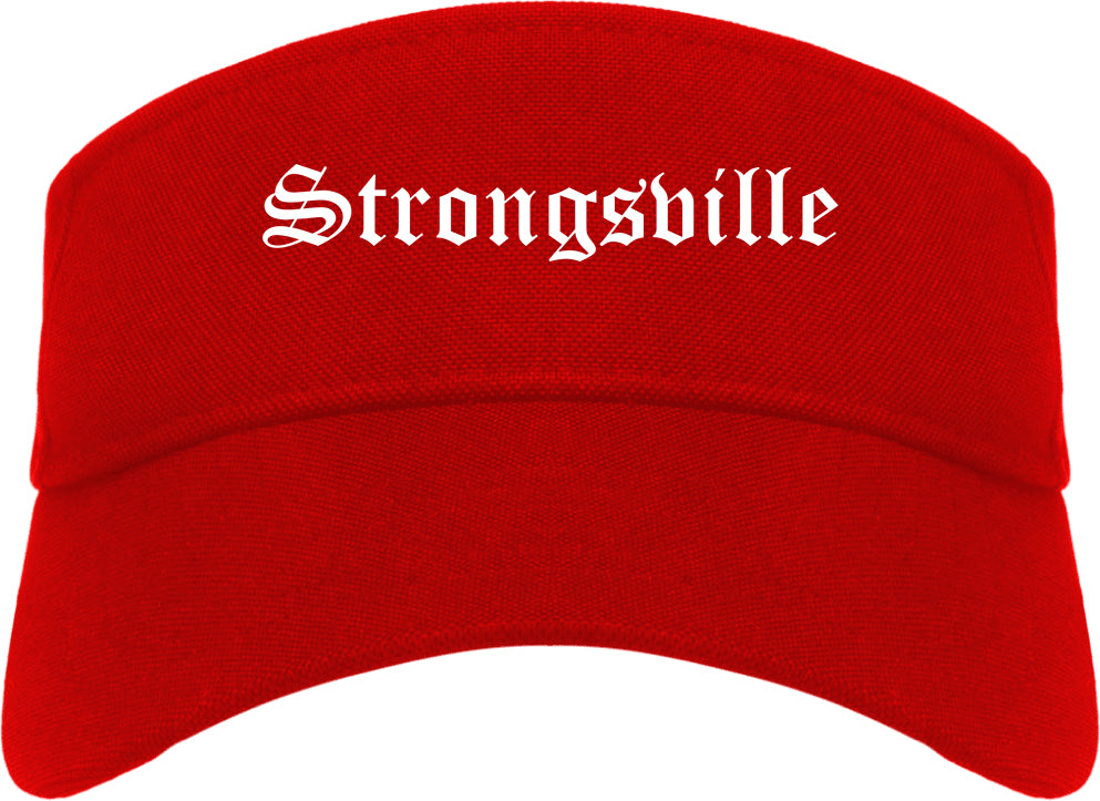 Strongsville Ohio OH Old English Mens Visor Cap Hat Red