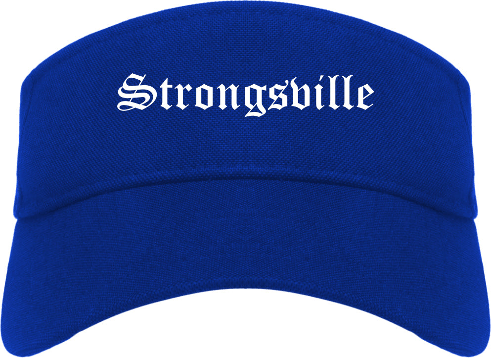 Strongsville Ohio OH Old English Mens Visor Cap Hat Royal Blue