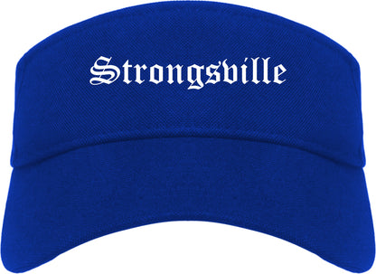 Strongsville Ohio OH Old English Mens Visor Cap Hat Royal Blue