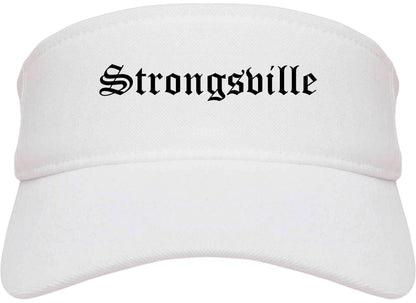 Strongsville Ohio OH Old English Mens Visor Cap Hat White