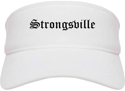 Strongsville Ohio OH Old English Mens Visor Cap Hat White