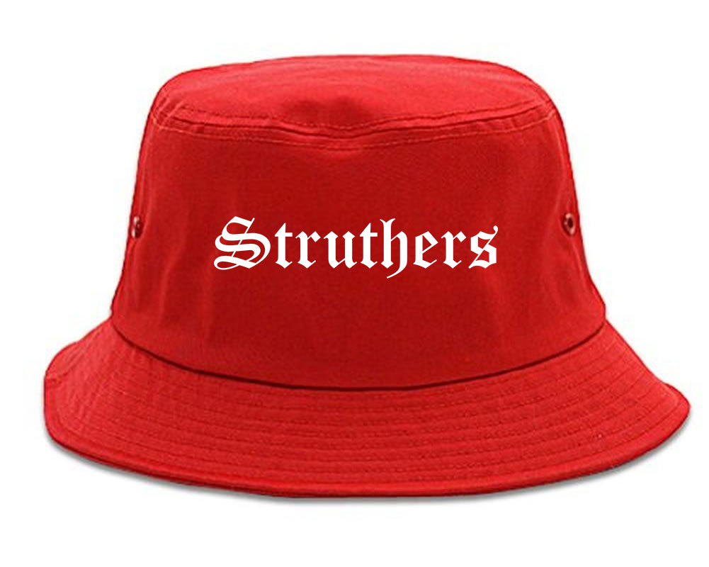 Struthers Ohio OH Old English Mens Bucket Hat Red